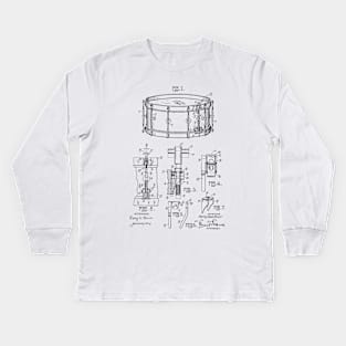 Snare Drum Muffler Vintage Patent Hand Drawing Kids Long Sleeve T-Shirt